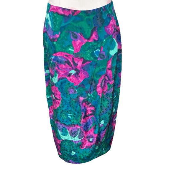 Vintage 90's golden Girls skirt Set - Pink, Green, Blue abstract florals - LG - Picture 4 of 10
